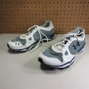 Under Armour mens white blue gray Micro G Pulse training shoes 13 E